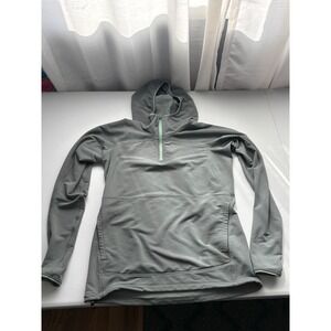 Backcountry Mens Small Gray Quarter Zip Technical Hoodie Grid Fleece Scuba Hood